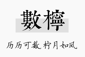 数柠名字的寓意及含义