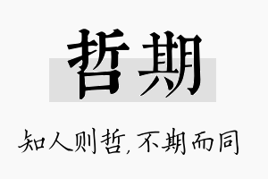 哲期名字的寓意及含义