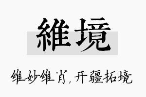 维境名字的寓意及含义