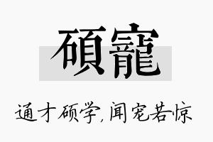 硕宠名字的寓意及含义