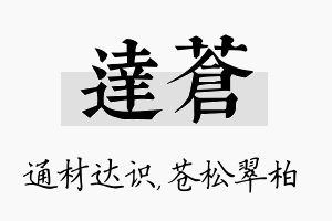 达苍名字的寓意及含义