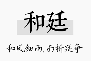 和廷名字的寓意及含义