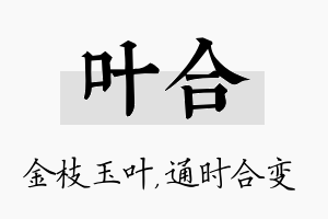 叶合名字的寓意及含义