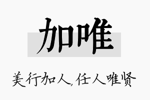 加唯名字的寓意及含义