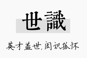 世识名字的寓意及含义