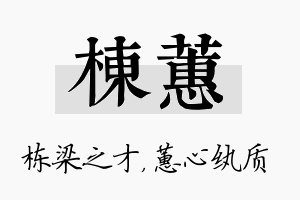 栋蕙名字的寓意及含义