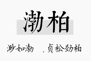 渤柏名字的寓意及含义