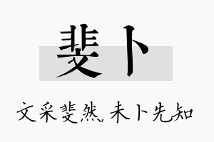 斐卜名字的寓意及含义