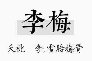 李梅名字的寓意及含义