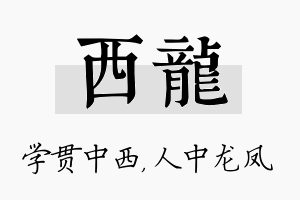 西龙名字的寓意及含义