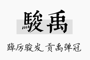 骏禹名字的寓意及含义