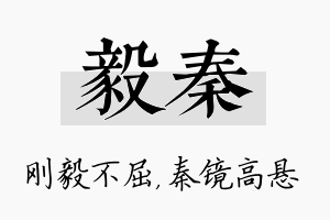 毅秦名字的寓意及含义