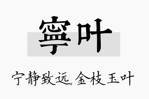 宁叶名字的寓意及含义