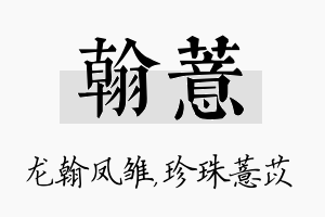 翰薏名字的寓意及含义