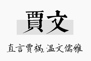 贾文名字的寓意及含义