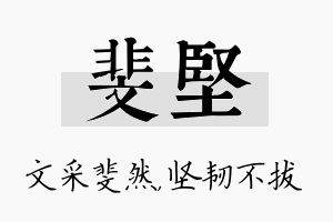 斐坚名字的寓意及含义