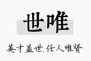 世唯名字的寓意及含义