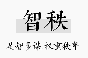 智秩名字的寓意及含义