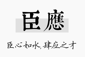 臣应名字的寓意及含义