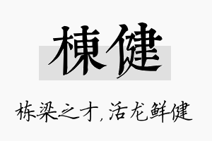 栋健名字的寓意及含义