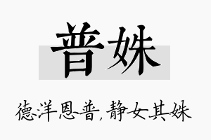 普姝名字的寓意及含义