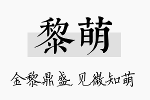 黎萌名字的寓意及含义