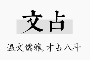 文占名字的寓意及含义