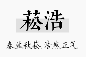 菘浩名字的寓意及含义