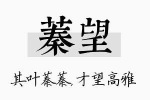 蓁望名字的寓意及含义