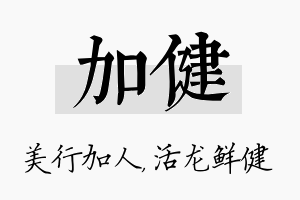 加健名字的寓意及含义