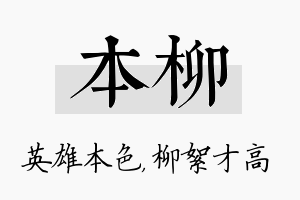 本柳名字的寓意及含义