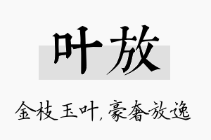 叶放名字的寓意及含义