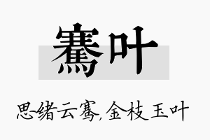 骞叶名字的寓意及含义