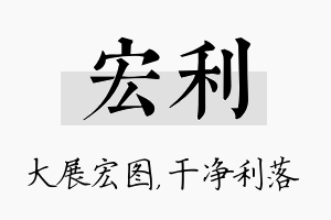 宏利名字的寓意及含义