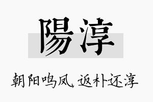 阳淳名字的寓意及含义