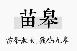 苗皋名字的寓意及含义