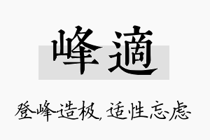 峰适名字的寓意及含义