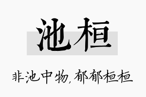 池桓名字的寓意及含义