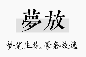 梦放名字的寓意及含义