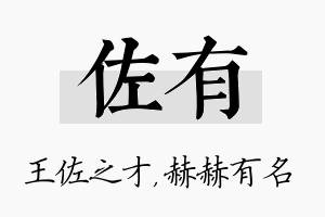 佐有名字的寓意及含义