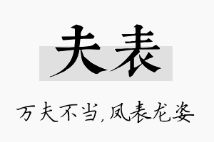 夫表名字的寓意及含义