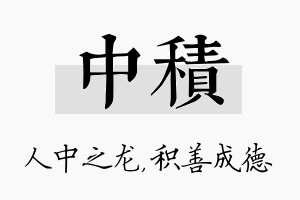 中积名字的寓意及含义