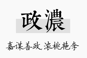 政浓名字的寓意及含义