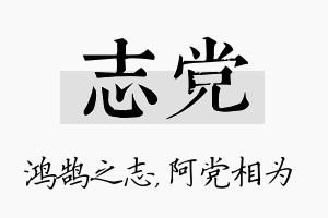 志党名字的寓意及含义