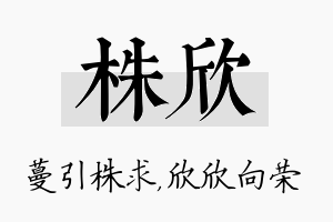 株欣名字的寓意及含义