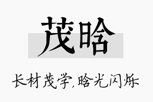 茂晗名字的寓意及含义