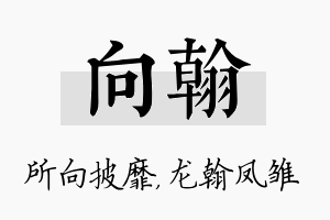 向翰名字的寓意及含义