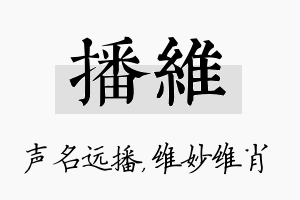 播维名字的寓意及含义