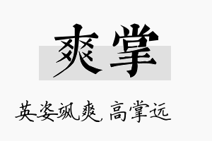 爽掌名字的寓意及含义