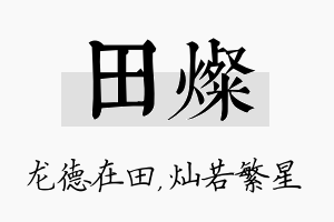 田灿名字的寓意及含义